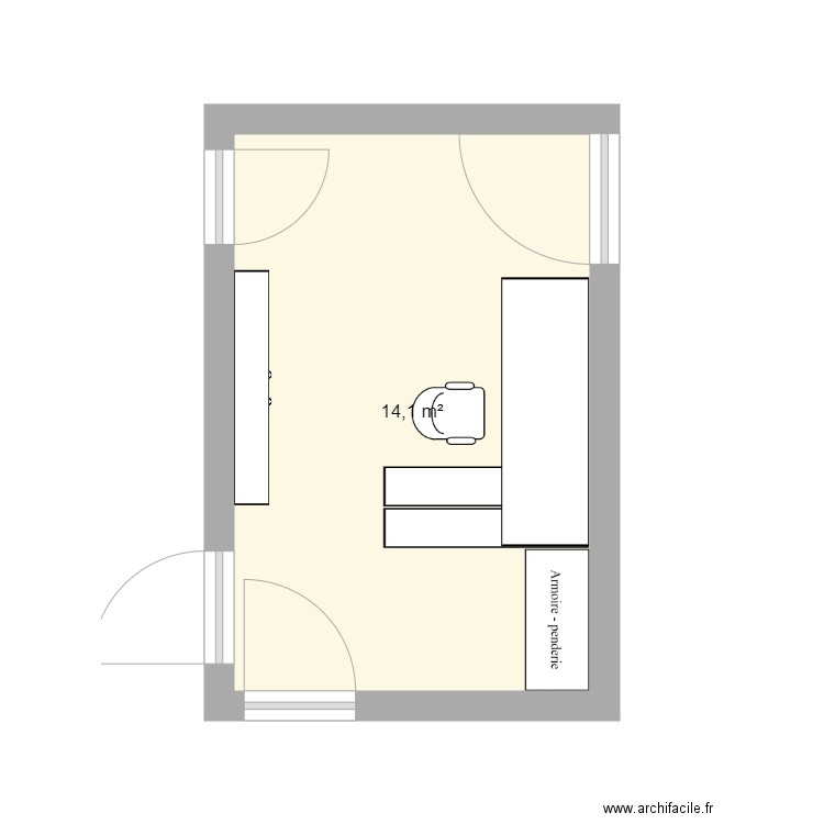 Hall. Plan de 1 pièce et 14 m2