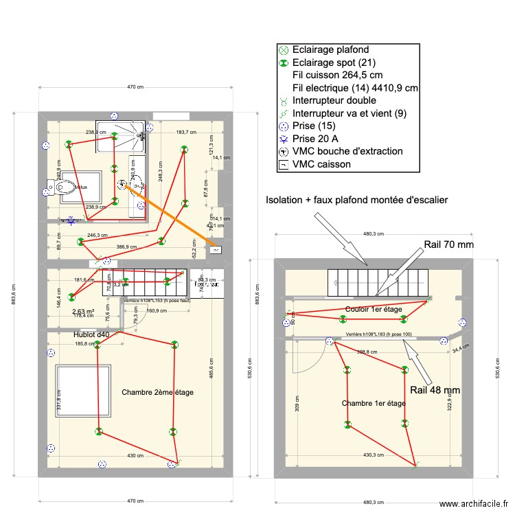 Montlivet V6. Plan de 9 pièces et 55 m2