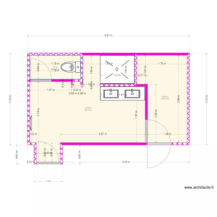 salle de bains version 4. Plan de 