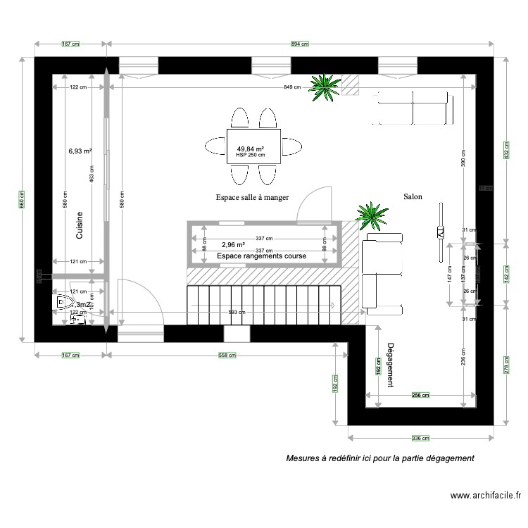Plan RDC Commeny 2. Plan de 4 pièces et 64 m2