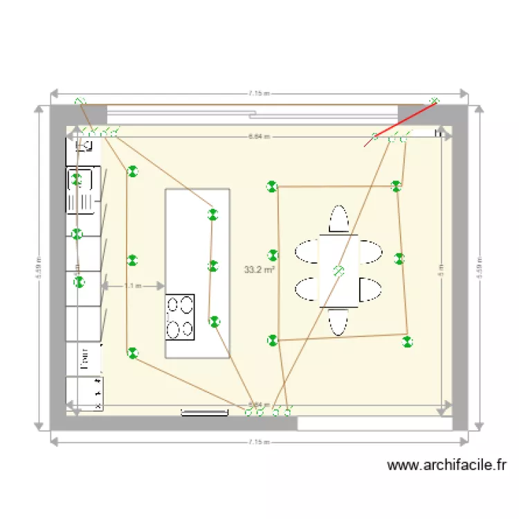 Plan Cuisine Eclairage V1. Plan de Plan Cuisine Eclairage V1. Plan de