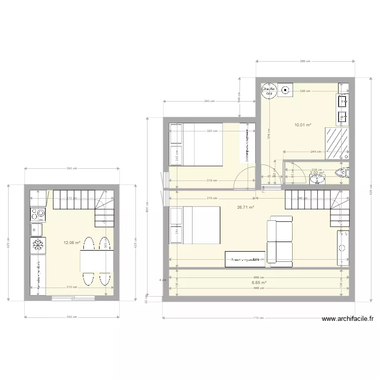 Chalet au dessus du garrage. Plan de 
