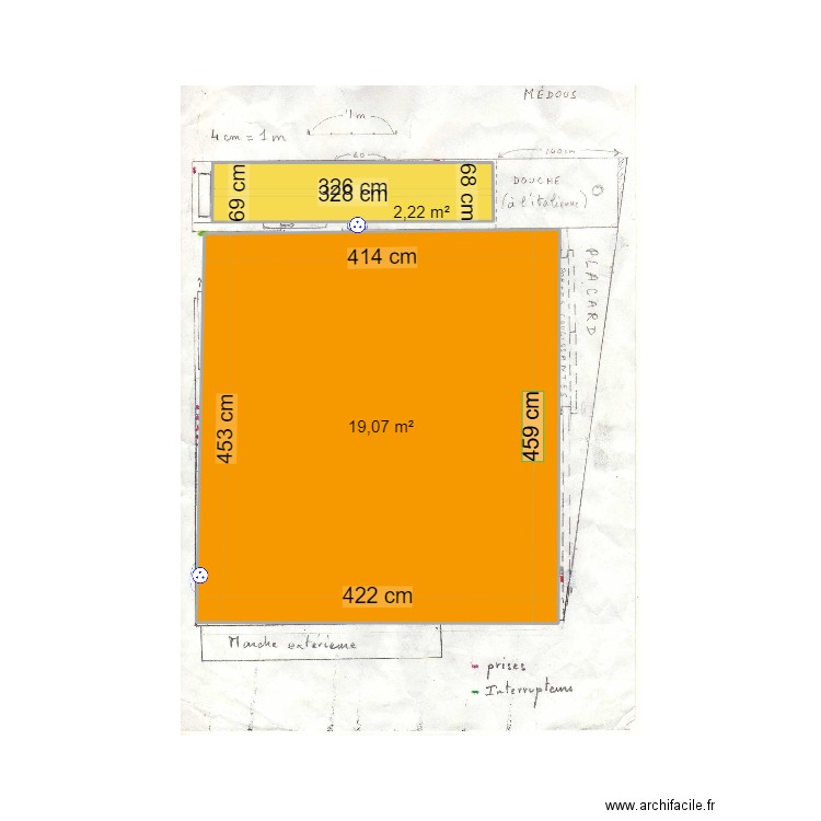 Plan Téo Cognigni. Plan de 2 pièces et 21 m2