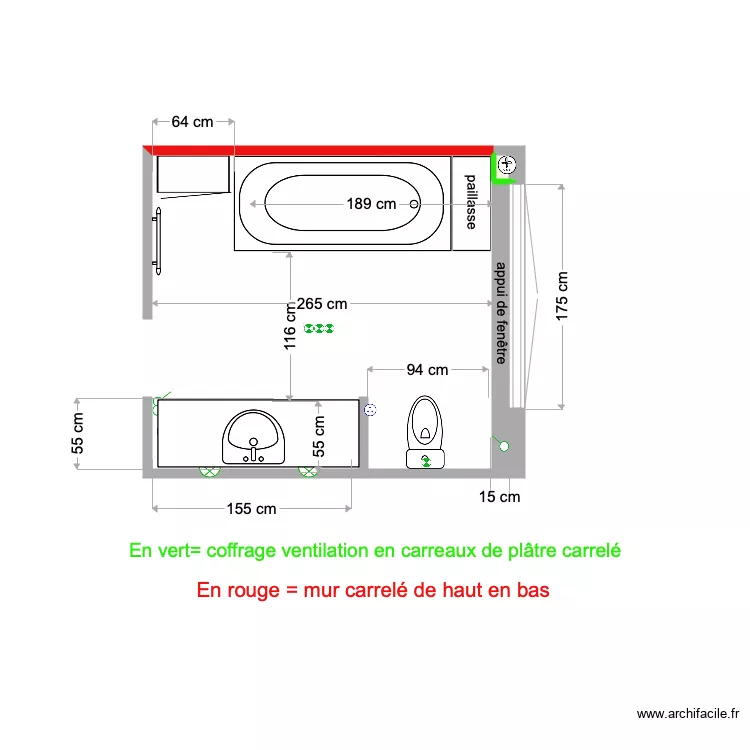 SDB &eacute;tage 14 juin 2021 une vasque. Plan de 