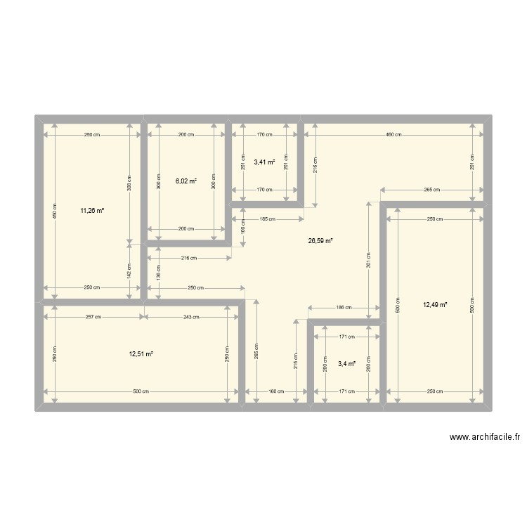 plan 1. Plan de 7 pièces et 76 m2