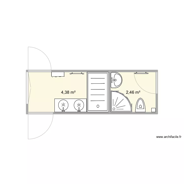 Salle de bain 2 wc2. Plan de 