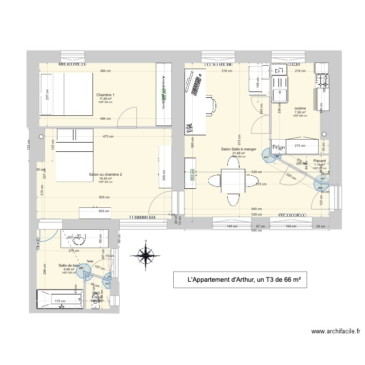 Catherine 3ème étage. Plan de 0 pièce et 0 m2