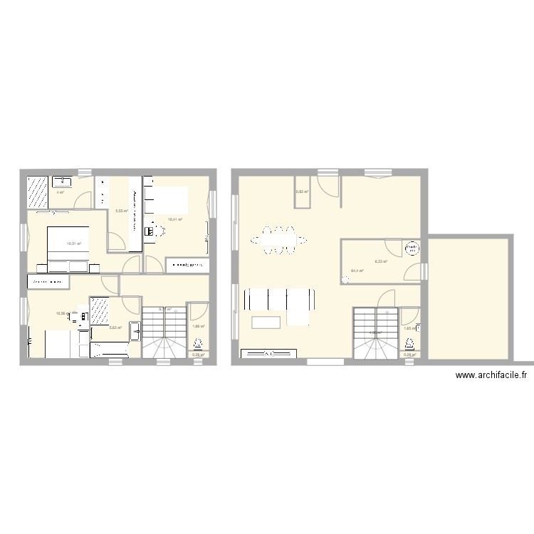 Maison Lionel ETAGE. Plan de 16 pièces et 136 m2