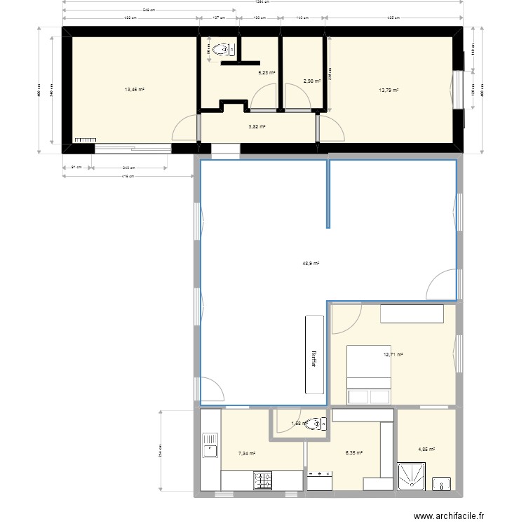 Maubuisson Renov v1.1. Plan de 11 pièces et 121 m2