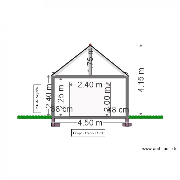 coupe ouest 8 par 45. Plan de 0 pièce et 0 m2