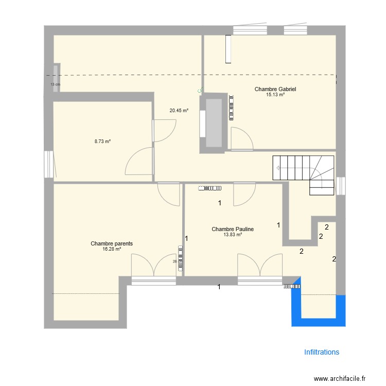 Etage 1 aménagements. Plan de 0 pièce et 0 m2