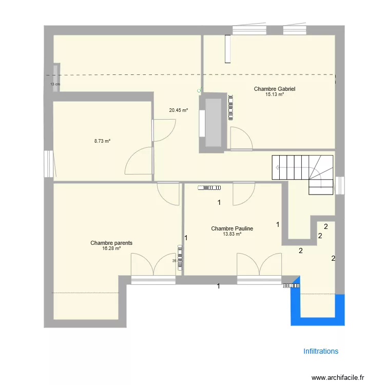 Etage 1 am&eacute;nagements. Plan de 