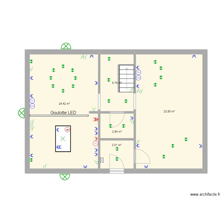 Alexandre Plan brouillon manage. Plan de 13 pièces et 118 m2