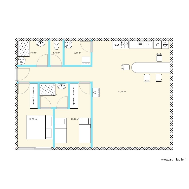 plan  grand appart . Plan de 7 pièces et 87 m2