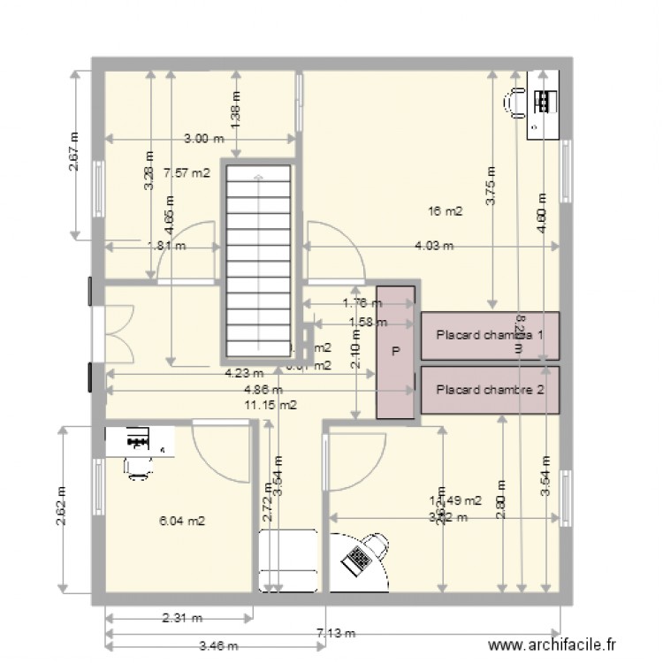 meusure avec isolation interieur 1er etage. Plan de 0 pièce et 0 m2