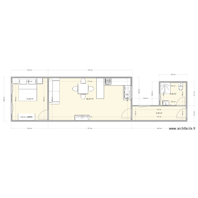 appartement n3. Plan de 4 pièces et 48 m2