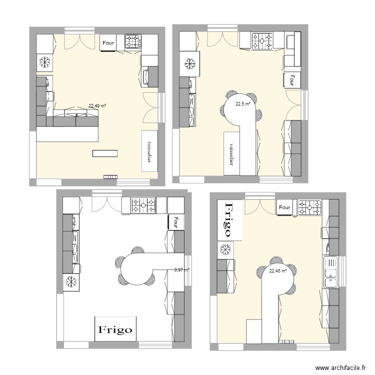 cuisine Sta Cat. Plan de 4 pièces et 68 m2