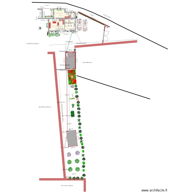 Plan technique de la propriété juillet 2022. Plan de 9 pièces et 218 m2