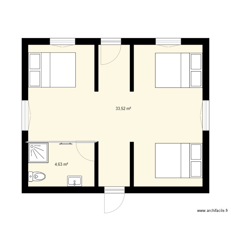 usc5 salon vulcain. Plan de 2 pièces et 38 m2