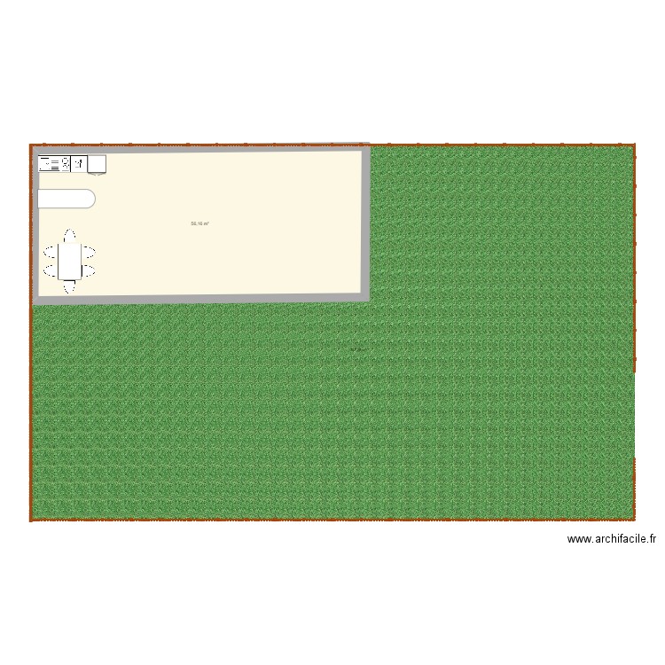 luc. Plan de 1 pièce et 56 m2