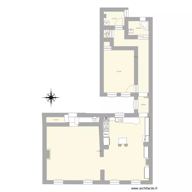 Appartement T4  96m2. Plan de 