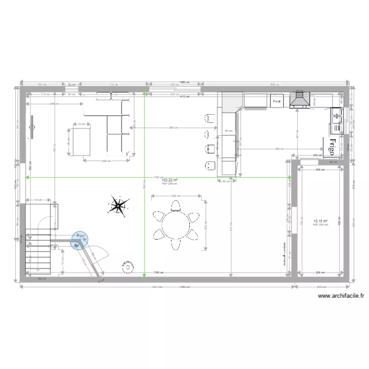 Plan salon s&eacute;jour cuisine. Plan de 