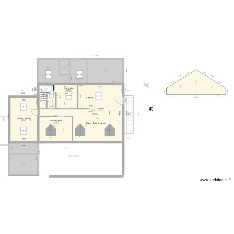 Plan Nu Petit Cosquet V4. Plan de 13 pièces et 214 m2