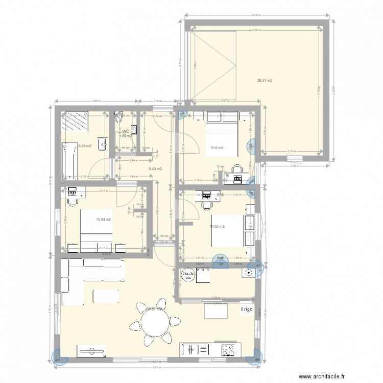 PLAN MAISON 2. Plan de 8 pièces et 110 m2