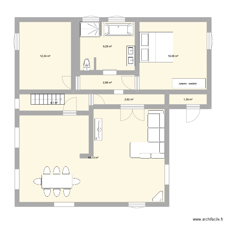 plan maison avant travaux. Plan de 8 pièces et 94 m2