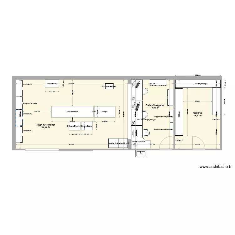 Plan nouvelle salle &eacute;lectrophysiologie A minima. Plan de 