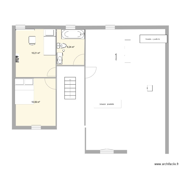 Maison. Plan de 3 pièces et 26 m2
