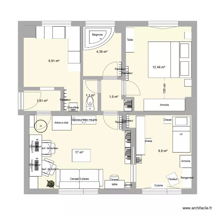 new appart. Plan de 10  et 57 m²