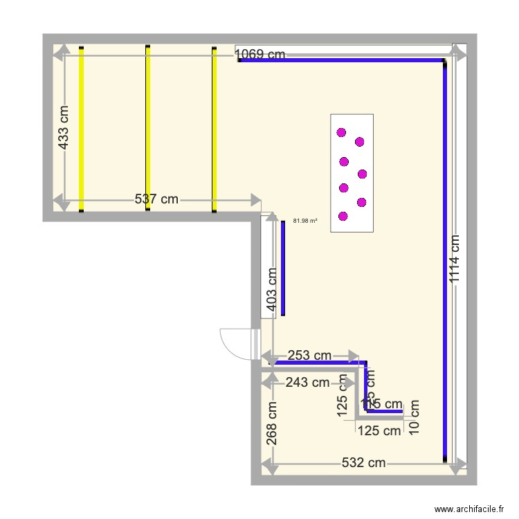 La Cuisine . Plan de 1 pièce et 82 m2