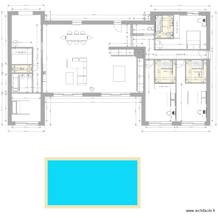 maison 1. Plan de 4 pièces et 16 m2