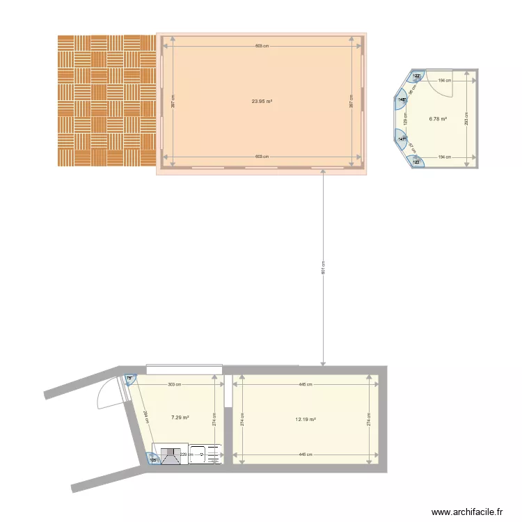 Carport et caburotes. Plan de 