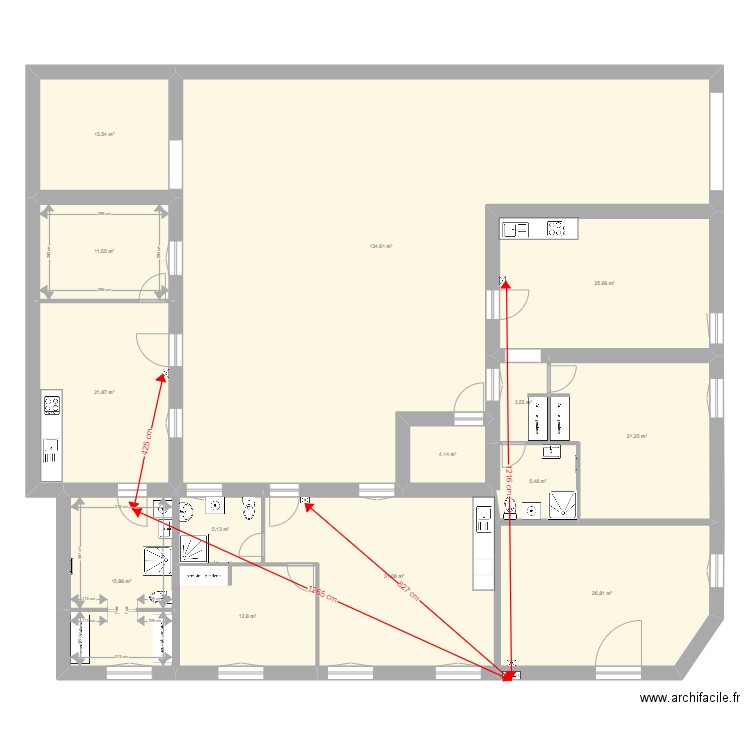 VALLERES plan de masse. Plan de 14 pièces et 333 m2