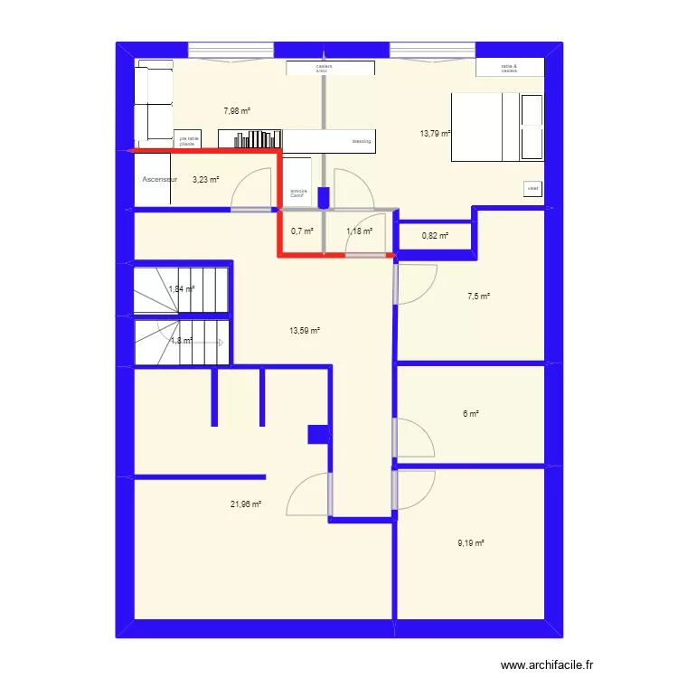 SLdV RdJ r&eacute;am&eacute;nag&eacute; ascenseur. Plan de 