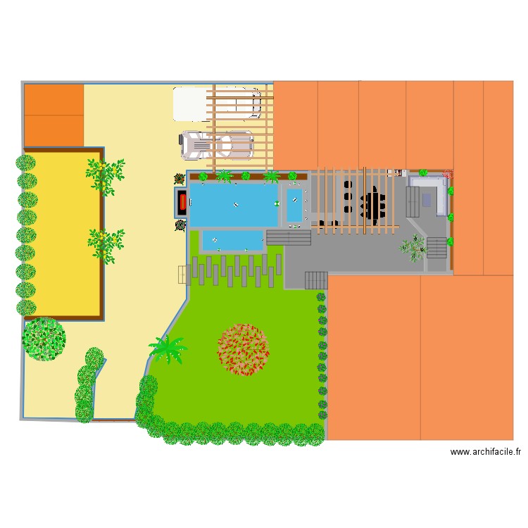 plan jardin piscine. Plan de 12 pièces et 525 m2
