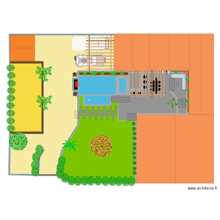 plan jardin piscine. Plan de 0 pièce et 0 m2