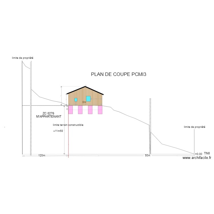 plan de coupe terrain. Plan de 0 pièce et 0 m2