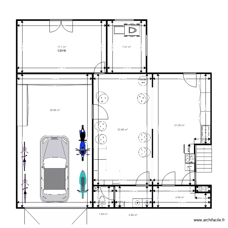LEUVILLE SOUS SOL MEULBLE. Plan de 