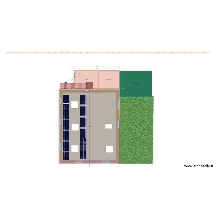 rénovation cabanon à detruire avec escalier. Plan de 3 pièces et 105 m2