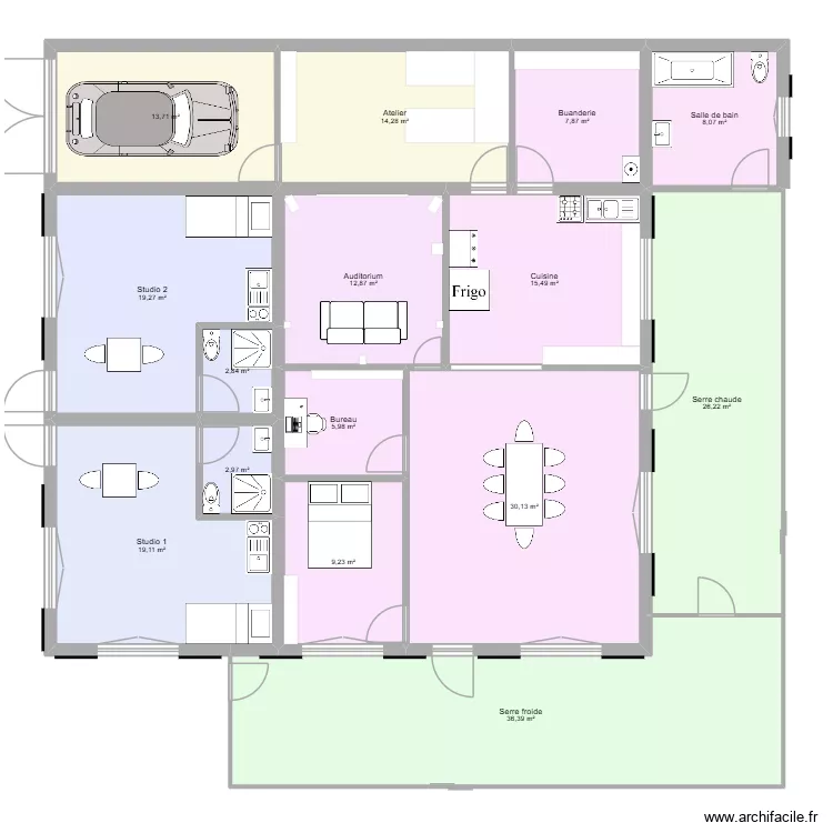 Maison. Plan de 15  et 224 m²