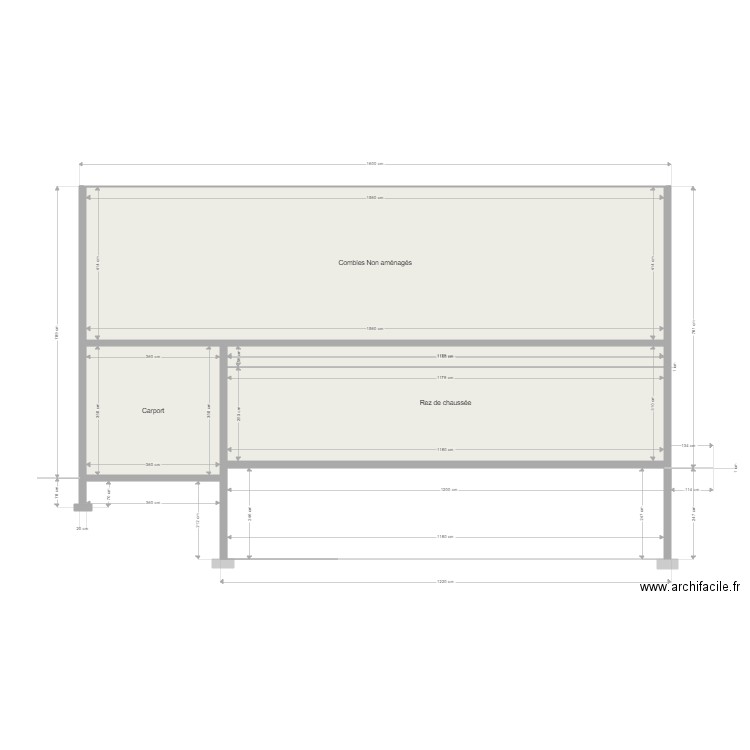 Coupe de face Avant ok1. Plan de 3 pièces et 114 m2