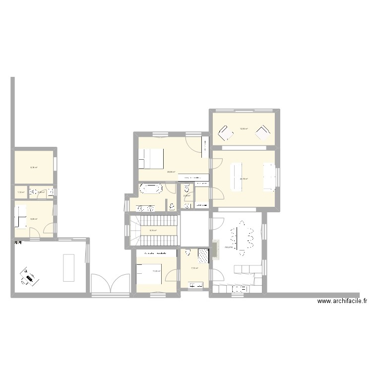 Alsemberg rez (projet 2). Plan de 12 pièces et 146 m2