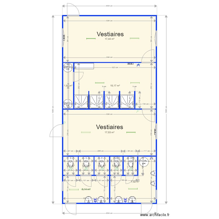 Balcaen Vestiaire et Douches phase 1. Plan de 0 pièce et 0 m2