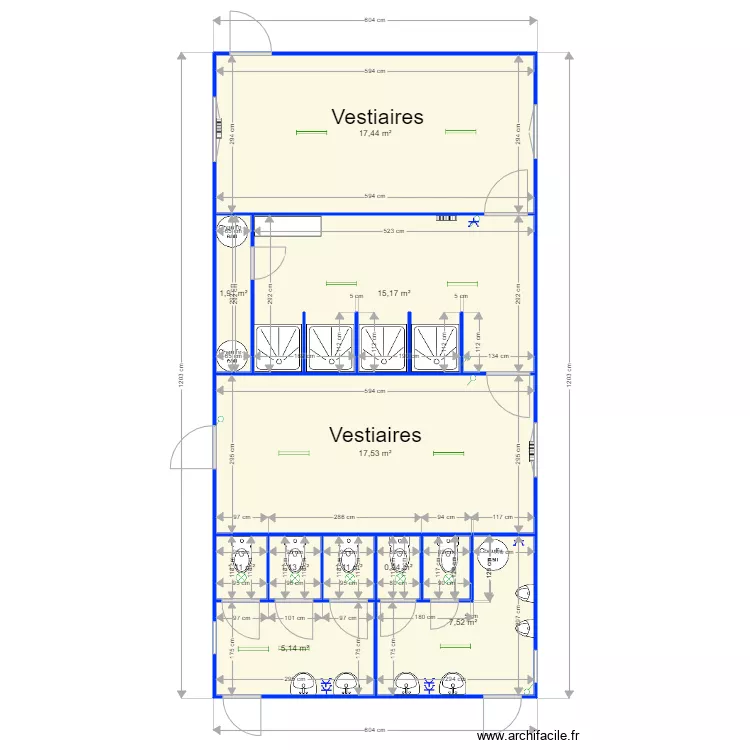 Balcaen Vestiaire et Douches phase 1. Plan de 