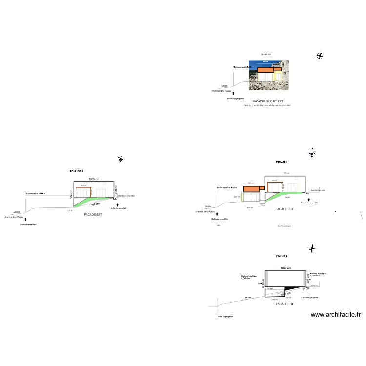 Façade est état existant. Plan de Façade est état existant. Plan de