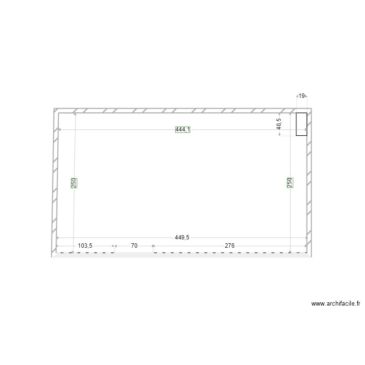 Bailly - RDC- Mezzanine cotée. Plan de 1 pièce et 11 m2