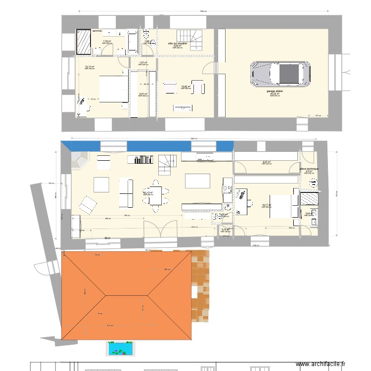 grange 23 janvier 21. Plan de 15 pièces et 194 m2